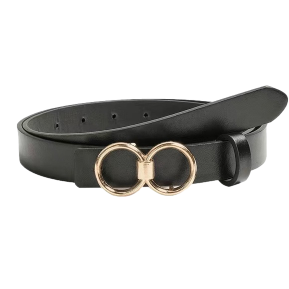 Passion of Essence Accessories - Boho Double Round Buckle PU Leather Waist Belt